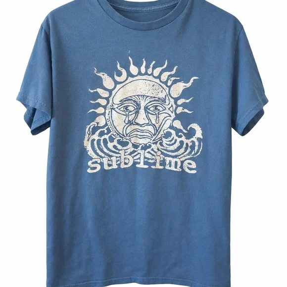 Sublime Graphic Band Tee Blue Retro Sun Logo T-Shirt Surfer Skater Grunge Medium - Picture 2 of 5